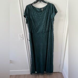 Adrianna Papell Women's Short Sleeve Blouson Beaded Gown